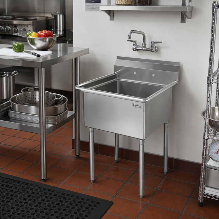 Product image #2 for Sapphire Manufacturing SMS1818 1-Compartment Stainless Steel Commercial Sink with 18" x 18" Bowl and 9-3/4" Backsplash