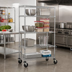 Thumbnail image #2 for Metro Super Erecta N336EC 4-Shelf Wire Stem Caster Cart, 36 x 18 x 69 Inches, Chrome, Polyurethane Casters