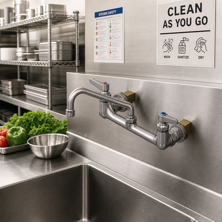 Product image #2 for Wall-Mount Swivel Pantry Mixing Faucet with 8-Inch Adjustable Centers and 9-Inch Swing Nozzle