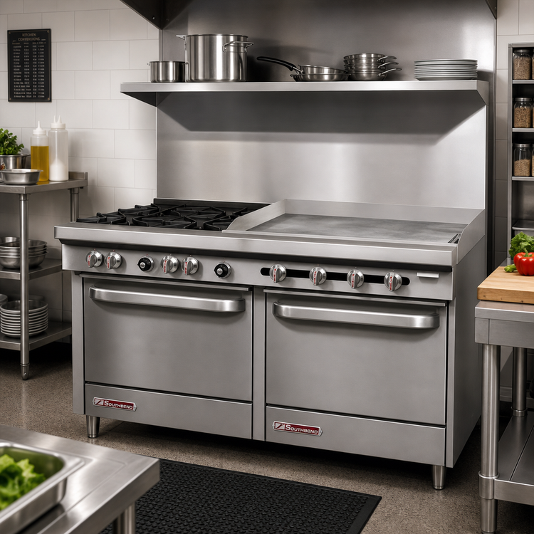 Product image #2 for Southbend S-Series 60-Inch Natural Gas Restaurant Range with 6 Open Burners, 24-Inch Griddle and 2 Standard Ovens