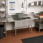 Thumbnail image #2 for BK Resources ES-3-1014-10-12T 54-Inch Economy 3-Compartment Stainless Steel Sink with Left and Right 12-Inch Drainboards