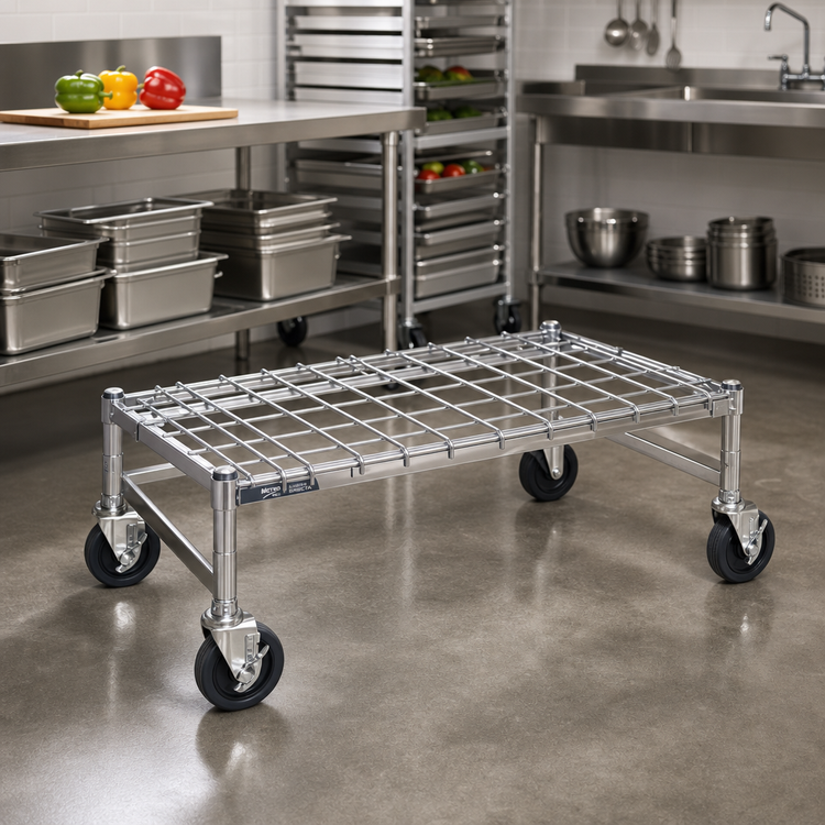 Product image #2 for Metro Super Erecta Mobile Wire Dunnage Rack with Casters, 48 x 18 Inches, 800 lb Capacity, Chrome