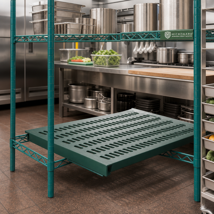 Product image #2 for QuadPlus 72-Inch x 18-Inch Louvered Green Polymer Shelf Mat with QuadTruss Wire Frame and MICROGARD