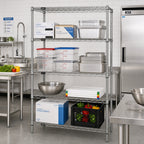 Thumbnail image #2 for Quantum WR74-2154GY 4-Shelf Wire Shelving Starter Unit, 54"W x 21"D x 74"H, Gray Epoxy Antimicrobial Finish