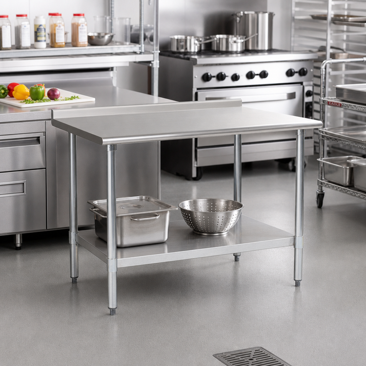 Product image #2 for Eagle Group BlendPort Deluxe Series Stainless Steel Work Table with Rear Upturn and Adjustable Undershelf, 48 x 24 Inches