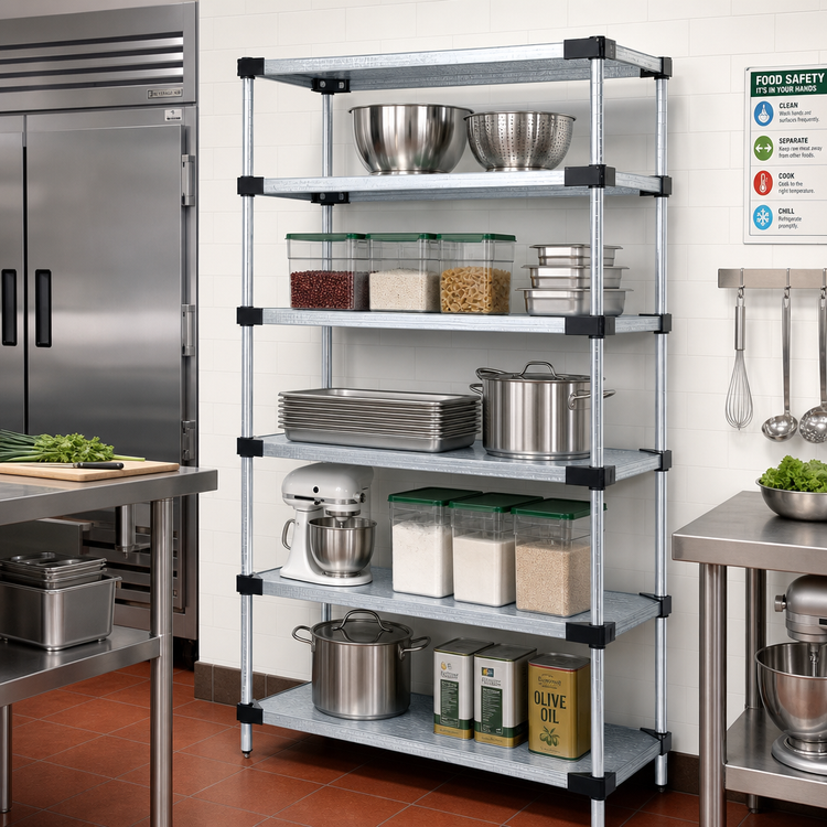 Product image #2 for Quantum 36"W x 14"D x 74"H Stationary Solid Shelving Starter Kit with 5 Solid Shelves