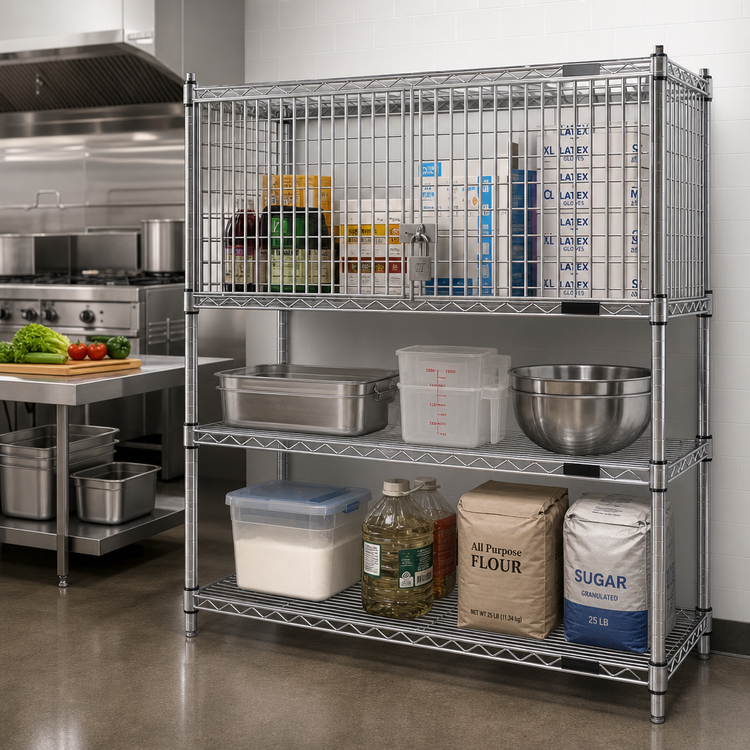 Product image #2 for Eagle Group 48 Inch W x 24 Inch D Chrome Security Module Enclosure Kit with Hinged Doors