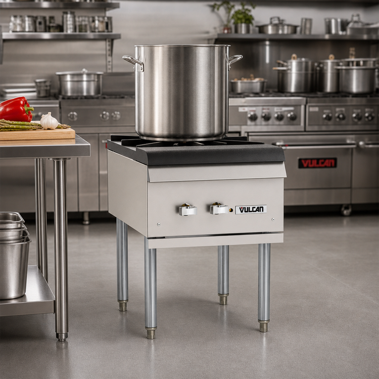 Product image #2 for Vulcan Gas Stock Pot Range with Single Cast Iron Two-Ring Burner, 18 Inch Wide x 24.5 Inch Deep, 110,000 BTU