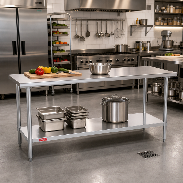 Product image #2 for Stainless Steel Work Table with Undershelf, 144 x 30 Inches, 36-Inch Height
