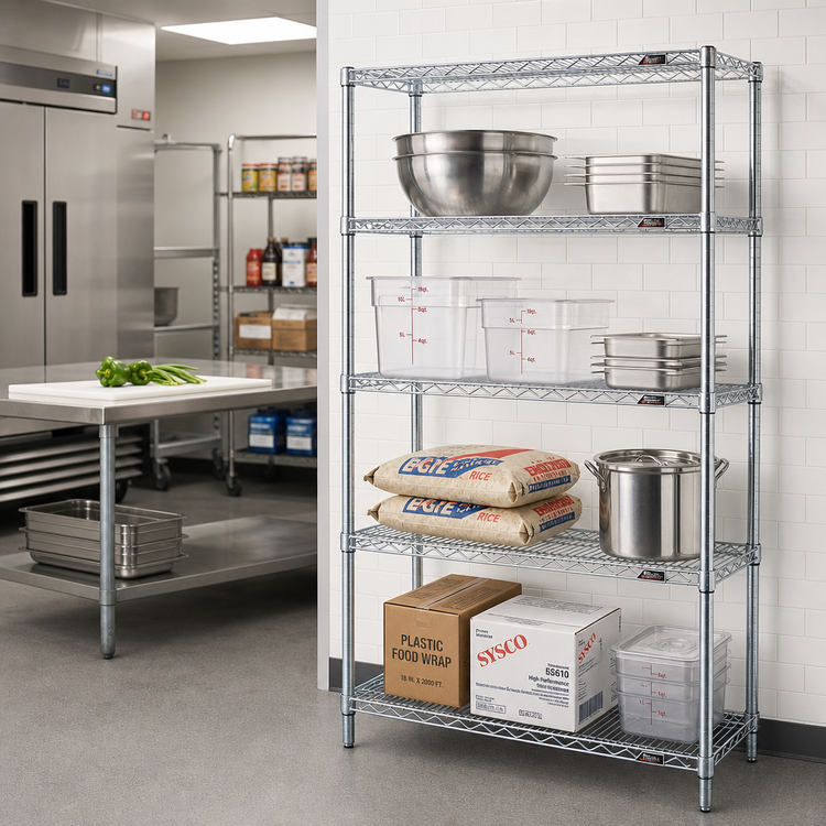 Product image #2 for Eagle Group Commercial 4-Tier Chrome-Plated Wire Shelving Starter Unit, 24 x 21 x 63 Inches