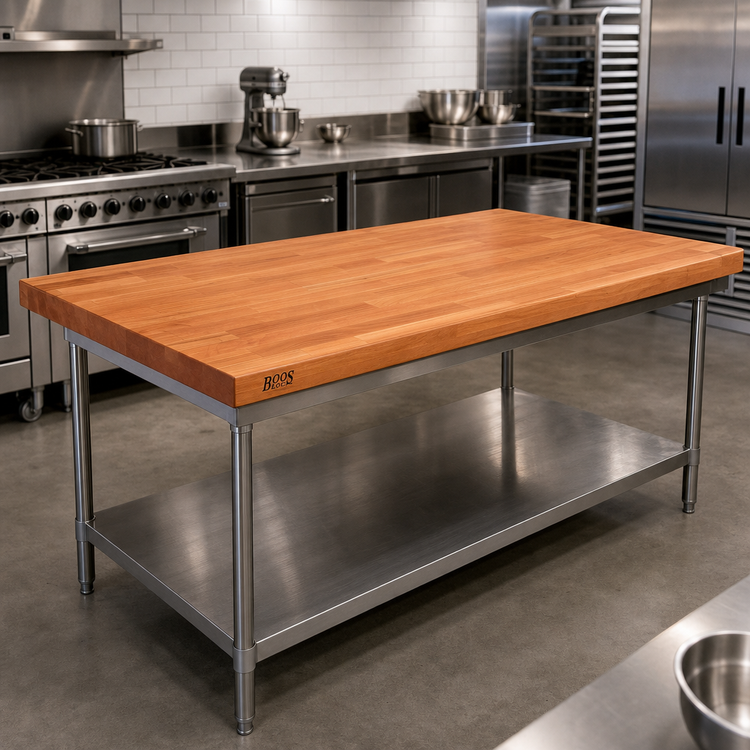 Product image #2 for Boos Block 72 Inch x 32 Inch x 1-1/2 Inch Thick Blended Edge Grain American Cherry Kitchen Countertop
