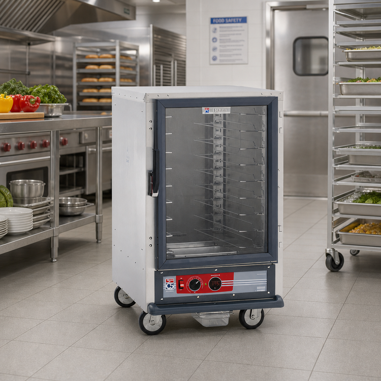 Product image #2 for Metro C5 1 Series Mobile Half-Height Non-Insulated Heated Holding Cabinet with Clear Door and Universal Slides