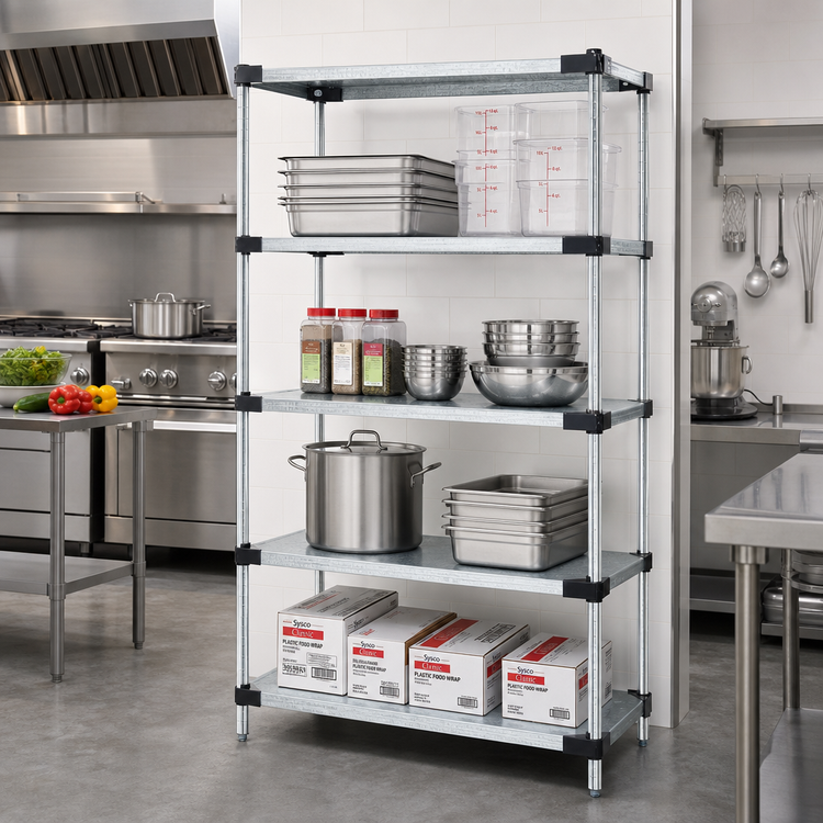 Product image #2 for Quantum 42-Inch x 24-Inch x 74-Inch Solid Shelving Starter Kit with 4 Solid Shelves