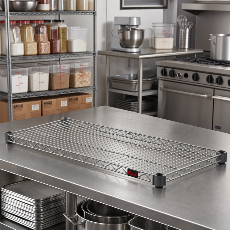 Product image #2 for Eagle Group Valu-Master Quad-Adjust 54-Inch x 21-Inch Wire Shelf, Pewter Gray Epoxy Finish