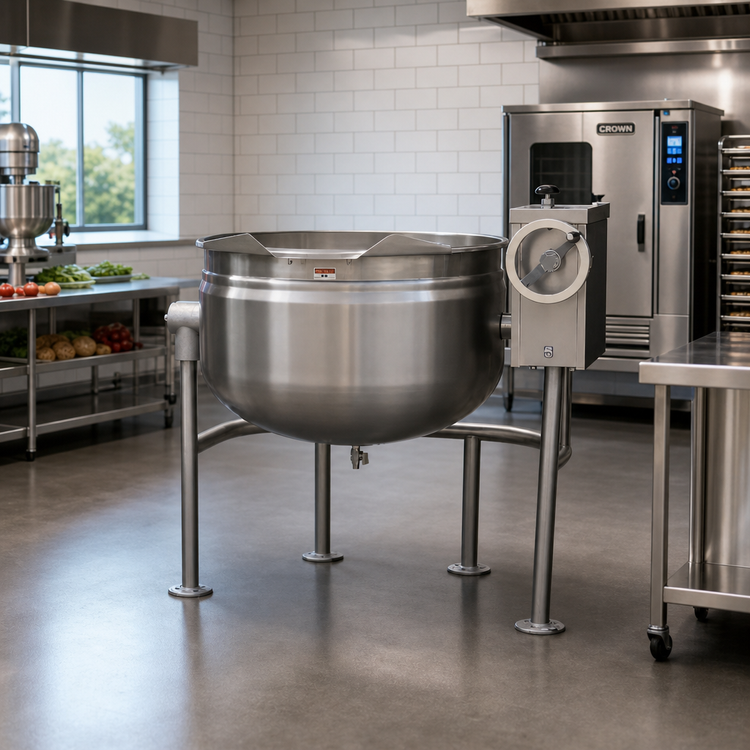 Product image #2 for Crown DLT-60F 60 Gallon Direct Steam Full Jacketed Tilting Kettle