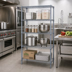 Thumbnail image #2 for Quantum WR54-2124GY 24"W x 21"D x 54"H Wire Shelving Starter Kit, 4 Shelves, Gray Epoxy Finish