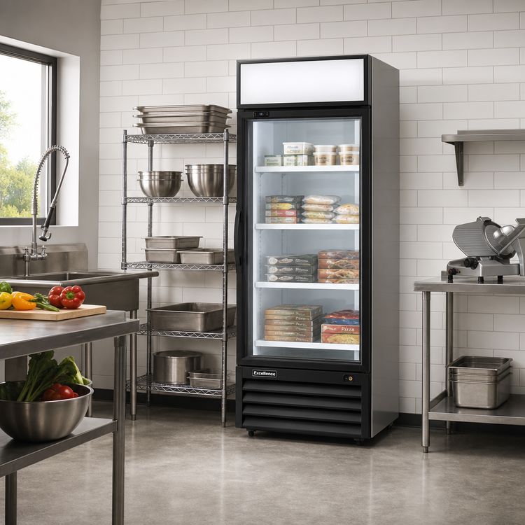 Product image #2 for Excellence TKOF-21 Glass Door Freezer Merchandiser, One Section, 27 Inch, 18.9 Cu. Ft., Bottom Mount Self-Contained