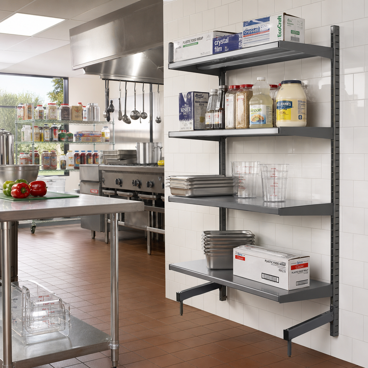 Product image #2 for Metro SmartLever Cantilevered Shelving Add-On Kit for 30-Inch Wide x 21-Inch Deep Shelves, 76-3/8-Inch High
