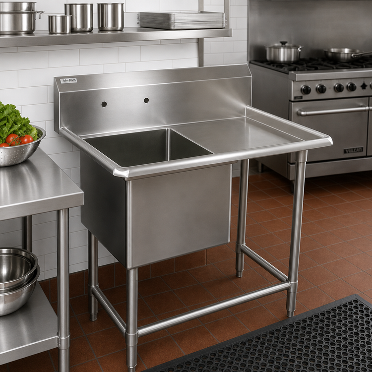 Product image #2 for John Boos Pro-Bowl 1-Compartment Stainless Steel Sink with Right Drainboard, 46-3/16"W x 29-1/2"D x 44-1/16"H