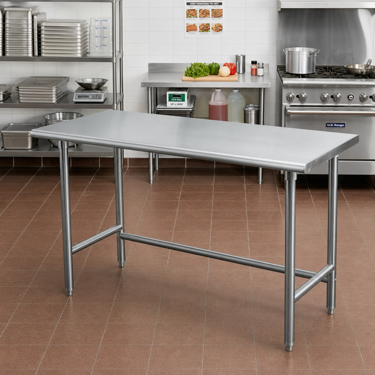 Product image #2 for Advance Tabco 84-Inch x 24-Inch Flat Top Open Base Stainless Steel Work Table