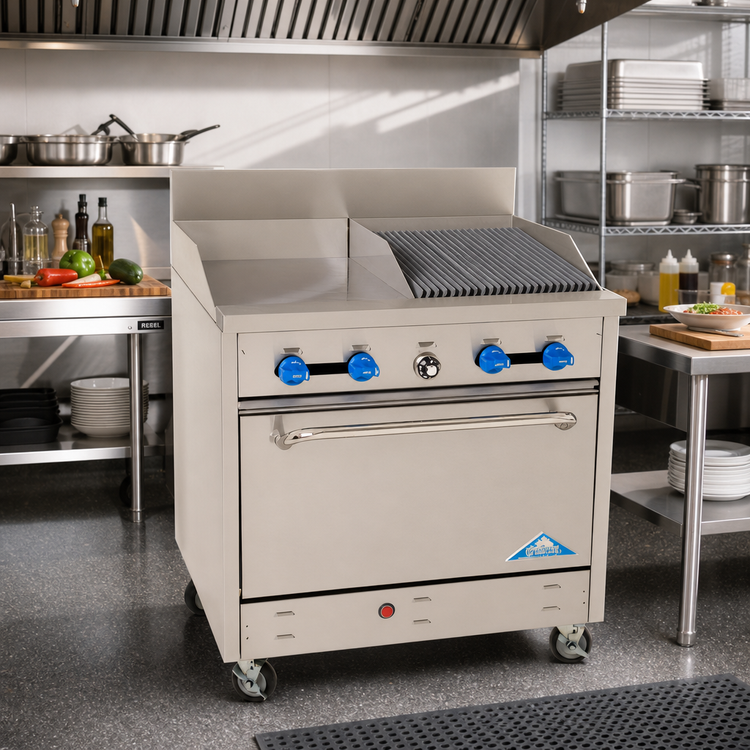 Product image #2 for Comstock-Castle 36-Inch Commercial Gas Range with 18-Inch Griddle, 18-Inch Char-Broiler, and Extra-Wide Oven