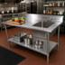 Thumbnail image #2 for 72-Inch 16-Gauge Stainless Steel Prep Table With Right Sink Bowl, 5-Inch Backsplash and Galvanized Undershelf