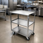 Thumbnail image #2 for Omcan 44699 Stainless Steel 3-Shelf Bussing Cart, 600 lb Capacity, 39.5 in W x 21.75 in D, 4 in Swivel Casters