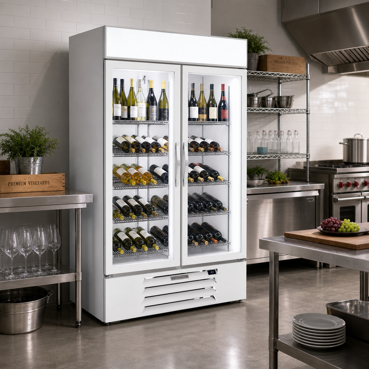 Product image #2 for Beverage-Air MarketMax 52-Inch Two-Section Bottom-Mount Reach-In Wine Merchandiser