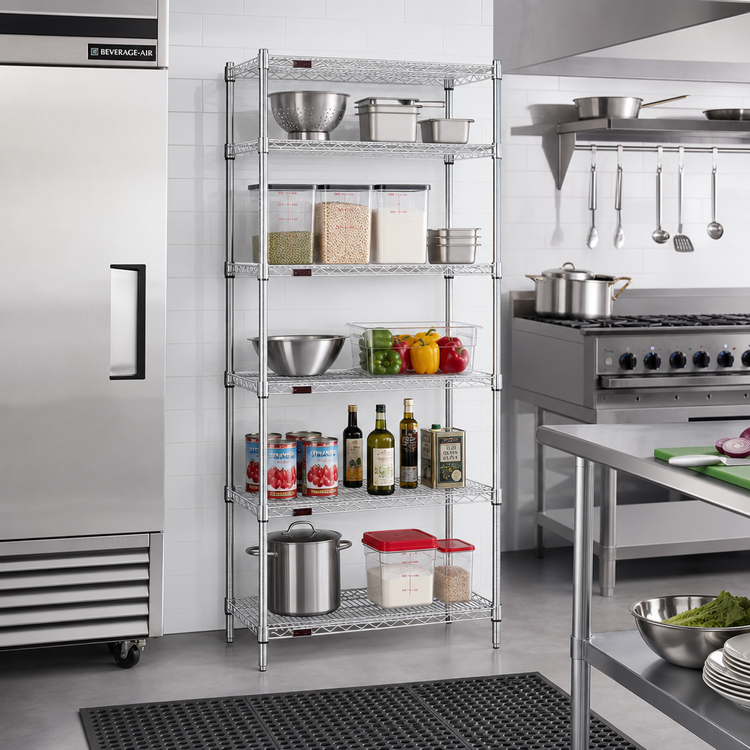 Product image #2 for Eagle Group 5-Tier Starter Wire Shelving Unit, 30 x 21 x 86 Inches, Chrome-Plated