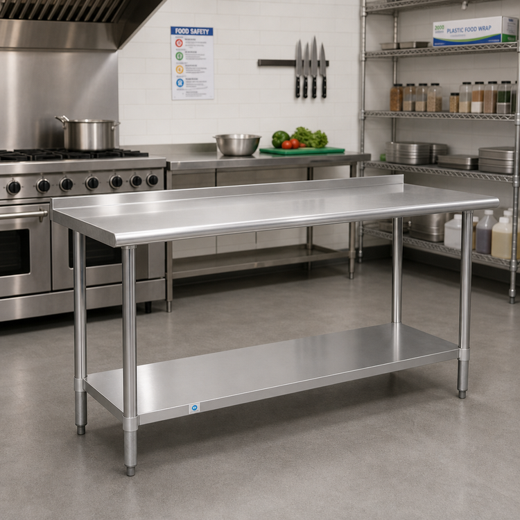 Product image #3 for Flash Furniture 60-Inch Stainless Steel Prep and Work Table with 1.5-Inch Backsplash and Undershelf