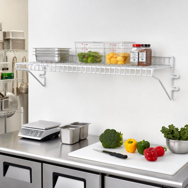 Product image #2 for Snap-n-Slide Wall-Mounted Wire Shelf, 72 Inch W x 12 Inch D, 210 lb Capacity