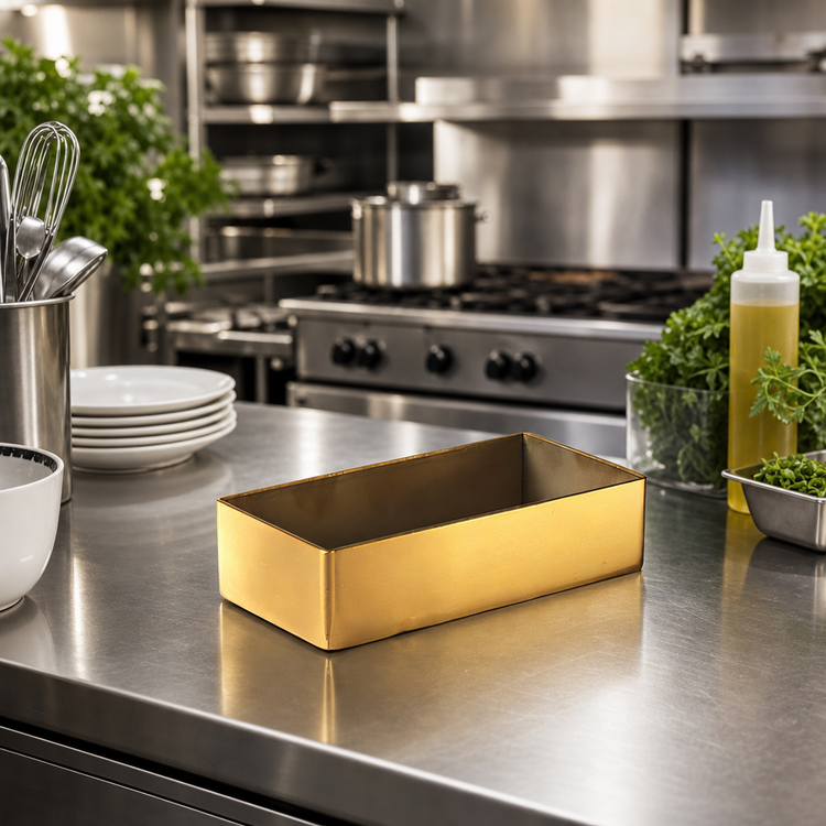 Product image #2 for American Metalcraft Gold Stainless Steel Rectangular Tray/Cylinder Holder