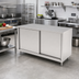 Thumbnail image #2 for John Boos 84 x 36 Inch Enclosed Cabinet Base Work Table with Sliding Doors, 16-Gauge 300 Series Stainless Steel Top