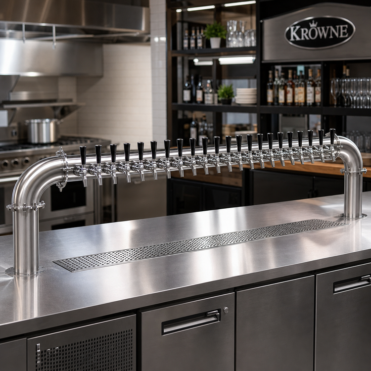 Product image #2 for Krowne 20-Faucet Pass-Through Glycol-Cooled Beer Tower, Brushed Stainless Steel