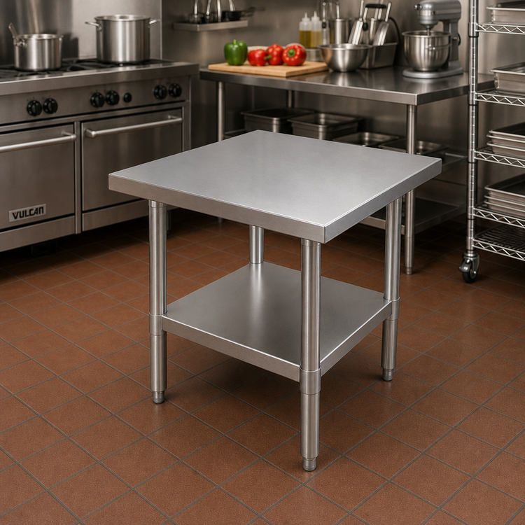 Product image #2 for Thunder Group 18-Inch x 24-Inch x 35-Inch 18-Gauge 430 Stainless Steel Work Table with Adjustable Undershelf