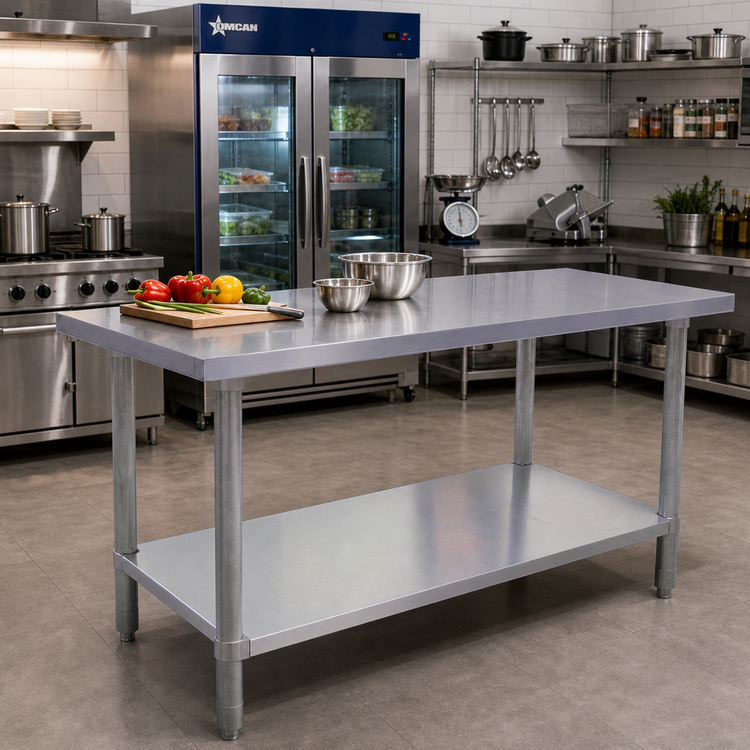 Product image #2 for Omcan USA 84-Inch x 30-Inch Stainless Steel Work Table with Undershelf