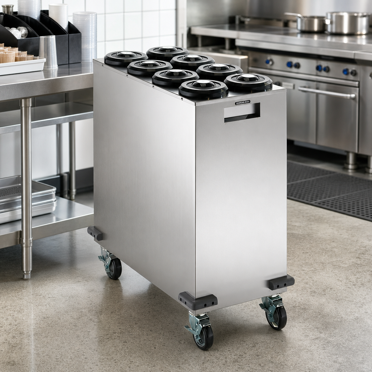 Product image #3 for Dispense-Rite Mobile Stainless Steel Cup Dispensing Cart with 8 Dispensers