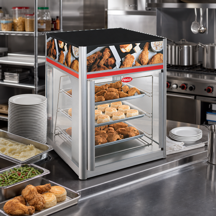 Product image #2 for Hatco Flav-R-Savor® Countertop Hot Food Holding and Display Cabinet, 1 Door, 3-Tier Pan Rack Without Motor, 120V