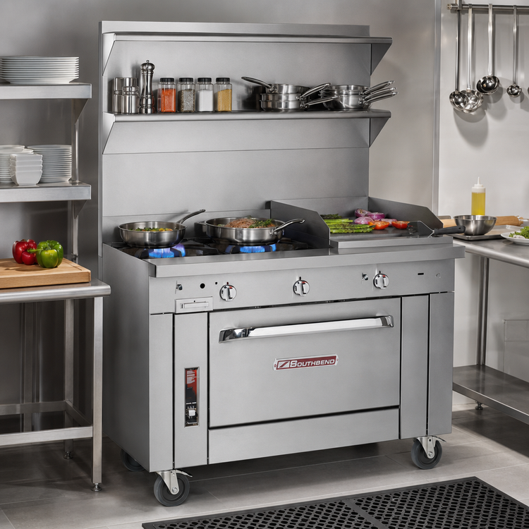 Product image #2 for Southbend Platinum 32-Inch Gas Heavy Duty Range with 2 Open Burners, 16-Inch Griddle, and Standard Oven