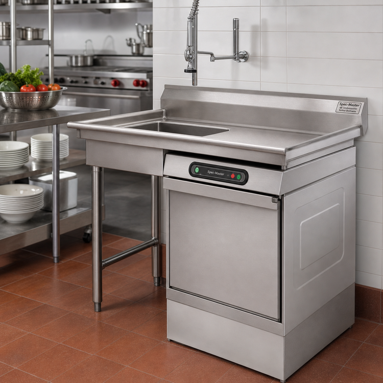 Product image #2 for Spec-Master 48-Inch Undercounter Soiled Dishtable with Dishwasher on Right and 20 x 20 x 5 Sink