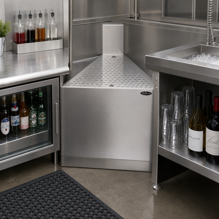 Product image #2 for Krowne Royal Series 45° Front Corner Underbar Drainboard Filler, 24-Inch Front-to-Back, Stainless Steel