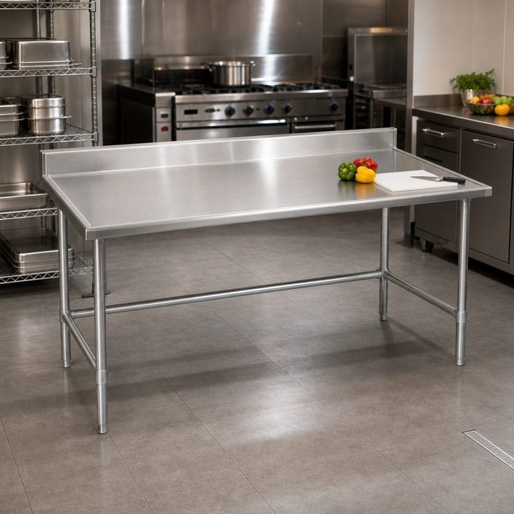 Product image #2 for Spec-Master Marine Series 84-Inch x 24-Inch Stainless Steel Work Table with 4-1/2-Inch Backsplash