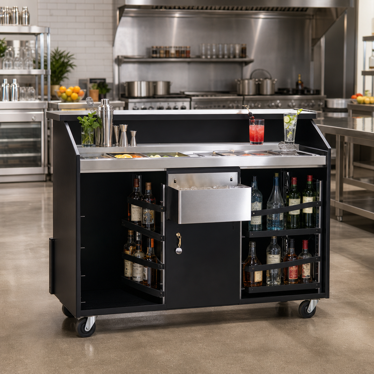 Product image #2 for Deluxe 63-Inch Indoor Portable Bar with Stainless Steel Work Surface, Ice Bin and Speed Rails