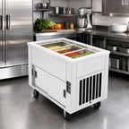 Thumbnail image #2 for Dinex DineXpress DXP3BCM Mechanically Cooled Mobile Cold Food Serving Counter, 3-Pan, 46-Inch Stainless Steel, Extra-Deep Wells