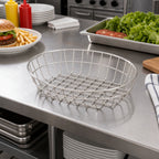 Thumbnail image #2 for American Metalcraft GOVS811 Oblong Stainless Steel Grid Serving Basket, 11 x 8 x 2-1/2 Inches Case of 24
