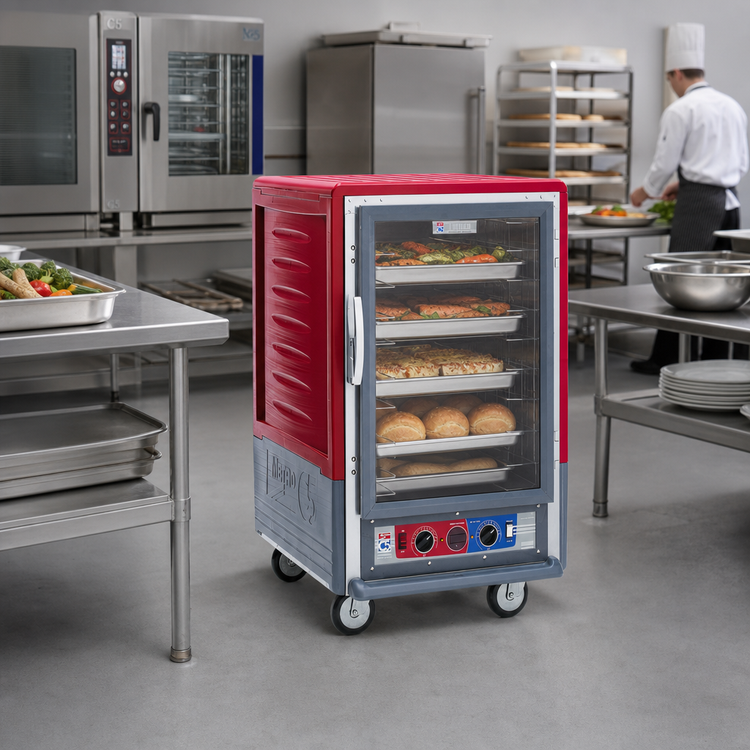 Product image #2 for Metro C5 3 Series Mobile Half-Height Combination Heated Holding and Proofing Cabinet with Clear Polycarbonate Door and Fixed Wire Slides