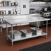 Thumbnail image #2 for Advance Tabco 144-Inch x 36-Inch Stainless Steel Work Table with 5-Inch Backsplash and Adjustable Galvanized Undershelf