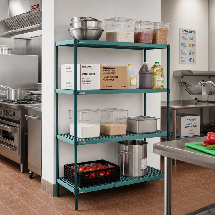 Product image #2 for Metro Super Erecta Pro 24"W x 30"D x 74"H 4-Shelf Stationary Polymer Shelving Starter Unit