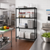 Thumbnail image #2 for Quantum 4-Shelf Stationary Wire Shelving Starter Kit, 30 Inch Wide x 86 Inch High, Black Epoxy Antimicrobial Finish
