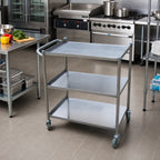 Thumbnail image #2 for Turbo Air Economy TBUS-1828E 18 x 28-Inch 3-Shelf 430 Stainless Steel Utility Bus Cart with Solid Shelves and 4-Inch Rubber Casters